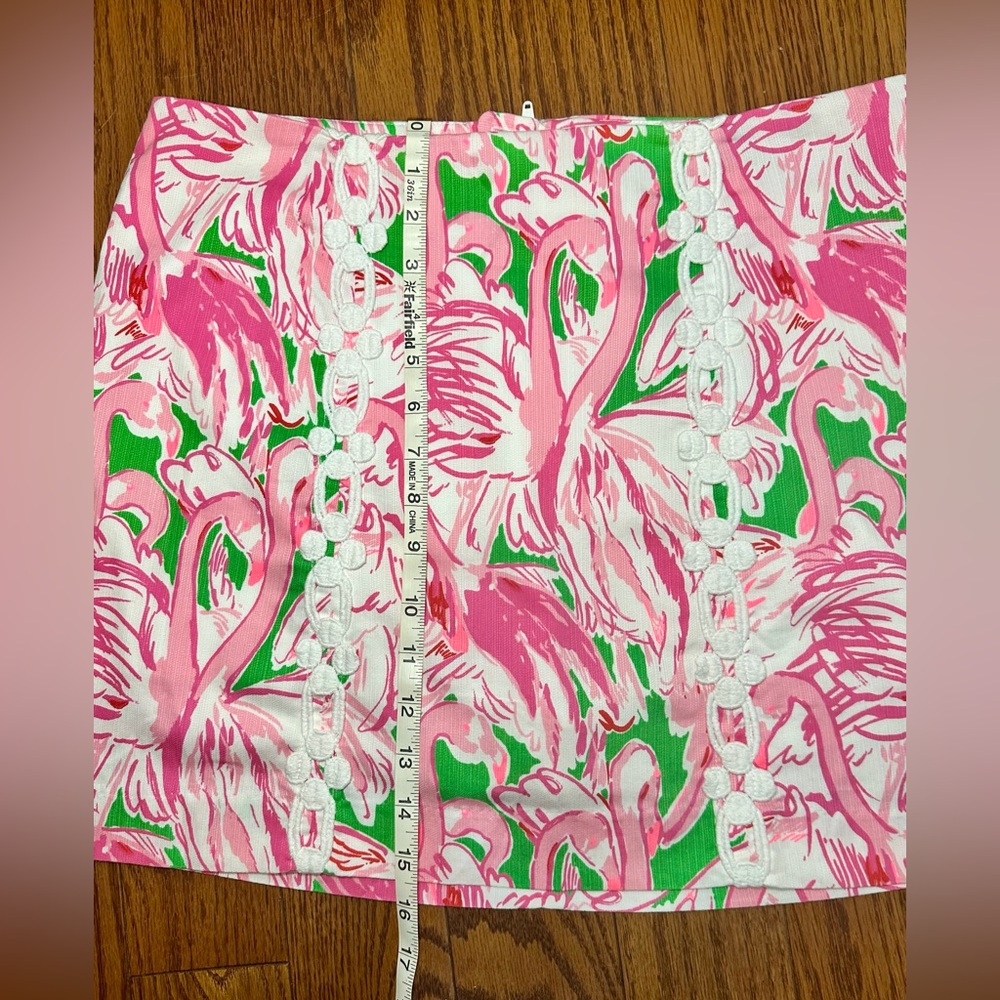 Lilly Pulitzer Pink and Green Flamingo Mini Skirt - Picture 7 of 9